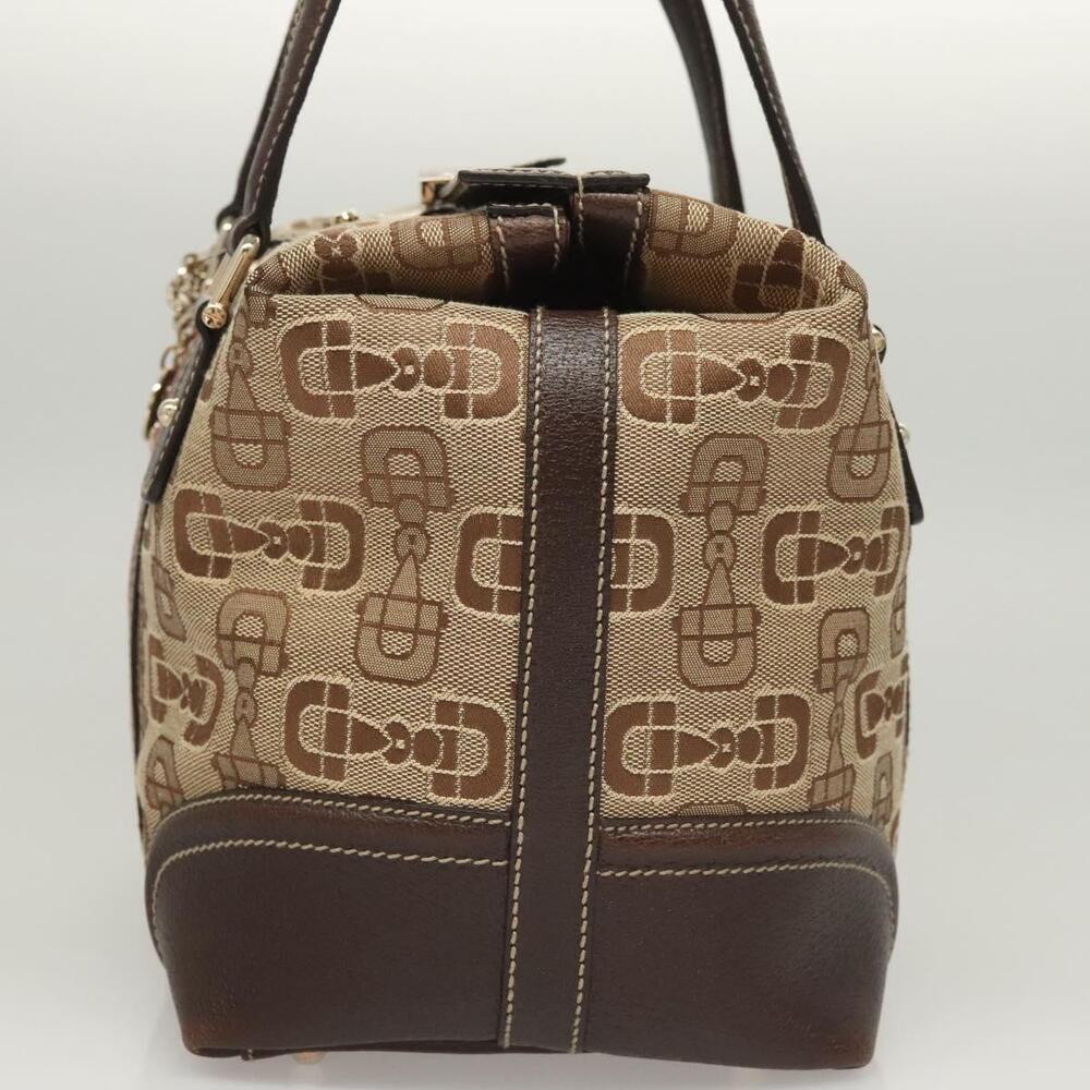GUCCI Hand Bag Canvas Brown Gold - Picture 3 of 16